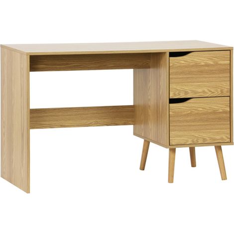 2-drawer desk with vintage walnut effect, Nepal, Ash effect, 120x48x75 cm (1/5)