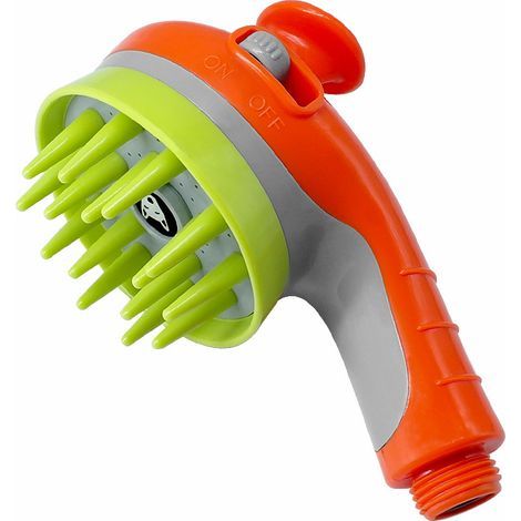 Peine para mascotas, rociador de ducha, cepillo rociador para perros y gatos, cabezal de ducha para aseo manual (naranja) (1/5)