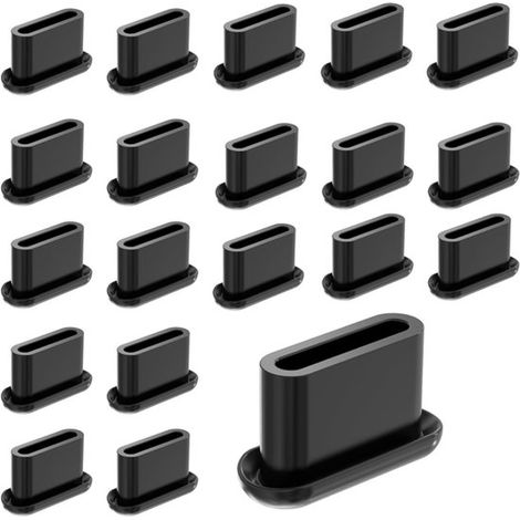 Kit de 20 bouchons anti-poussière pour ports USB-C – Comprend 10 brosses de nettoyage pour téléphone – Bouchons anti-poussière en silicone – Protection des ports – Compatible avec les appareils USB-C (1/5)