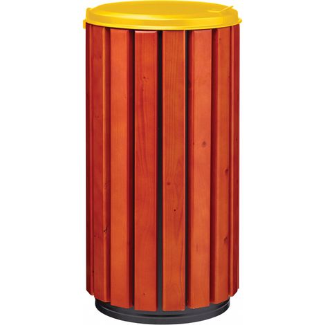 Corbeille à poser ou à fixer Zeno Protec - 80l - bois vernis / jaune colza - RAL 1021 (1/3)