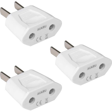 3X Adaptateur EU EU Europe Espagne vers Etats-Unis/Américain/US/Chine/Japon/Canada/Mexique Blanc (1/5)