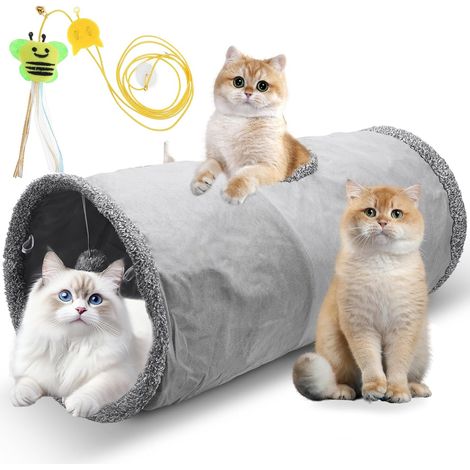 Lot de 1 Tunnels de Jeu pour Chat 50x25cm, avec Une Boule Suspendue (1/5)