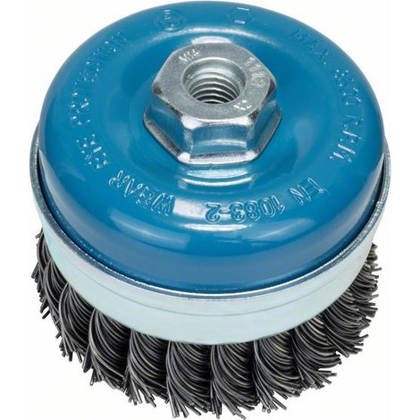 BOSCH 2609256506 Topfbürste für Winkel- und Geradschleifer – Gewellter Draht, vermessingt, 90 mm