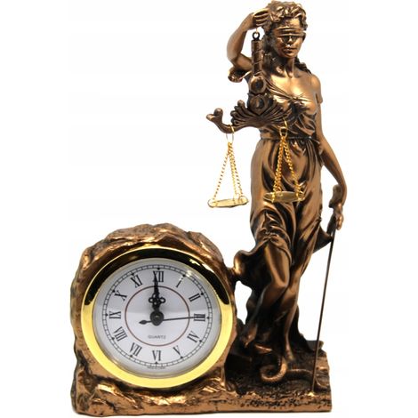 Horloge décorative sur pied avec une figurine de Thémis, déesse de la justice (1/5)