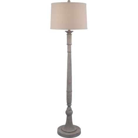 Stella Floor Lamp with Linen Shade - Resin - L41 x W41 x H154 cm - White