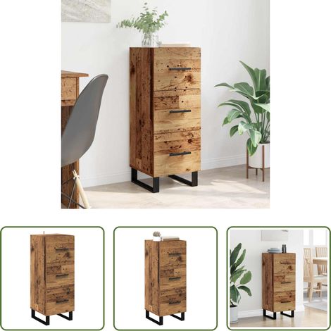 Buffet en bois d'ingénierie -  Buffet Bois Ancien 34,5 x 34 x 90 cm Bois d'ingénierie et fer (1/5)