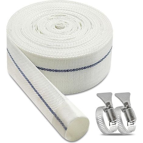 Tuyau refoulement tuyau plat 1 1/4 pouce, tuyau de décharge 10 m x 32 mm tuyau plat en tissu, avec clips, convient aux pompes submersibles et pompes à eau pour étang de drainage (1/5)