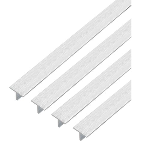 Alberts 499518 - Profilo a T, in alluminio, design in acciaio inox, chiaro, 1000 x 15 x 15 mm, set da 4 pezzi (1/2)