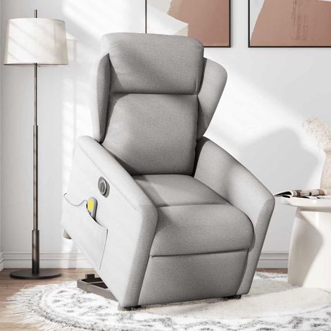 Maison Exclusive - Poltrona Alzapersona Massaggi Elettrica Grigio Nuvola Tessuto