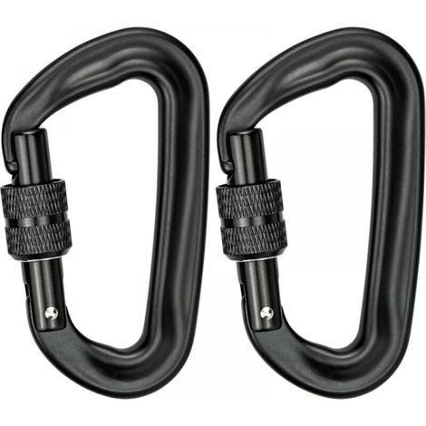 Set mit 2 robusten, abschließbaren D-förmigen Karabinerhaken (1.200 kg) aus Aluminium, geeignet für Hängematten, Yoga-Schaukeln usw. (1/5)