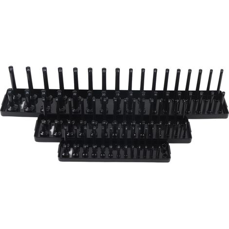Organisateur de supports de douilles 1/4 pouces 3/8 pouces 1/2 pouces, ensemble de rangement multifonctionnel noir pour boîtes à outils 3 pièces (1/5)