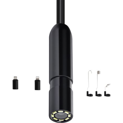 Caméra endoscope avec lumière, 1920P HD pour Android et iOS, 8 LED, câble semi-rigide 3 m, IP67 (1/5)
