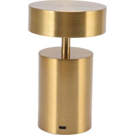 Lampe de table LED à 3 niveaux, finition électroplaquée, chargement USB, veilleuse LED décorative pour bureau, idéale pour bars, hôtels et restaurants (dorée). (1/5)