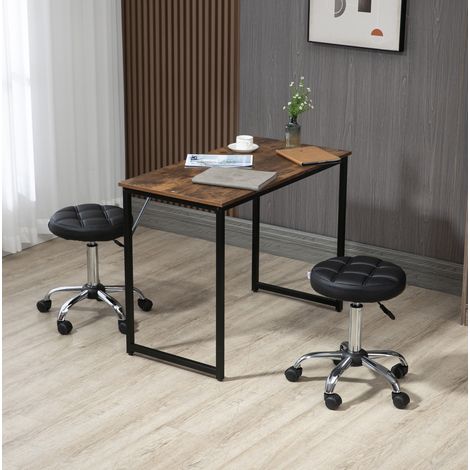 Ensemble de 2 tabourets de salon noirs, pivotants, réglables en hauteur et avec roulettes, Ø35,5x48-63 cm (1/5)