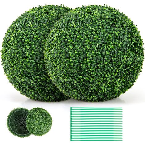 2 Boules de Buis Artificielles 50 cm Résistantes aux UV Plantes en Boules de Faux Sphères Végétales Décoratives (1/2)