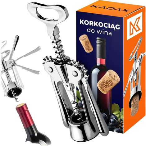 Tire-bouchon, Acier inoxydable, 4,5 x 1,5 x 0,5 pouces, Convient aux bouteilles de vin standard, Performance sans effort, Certifié CE / UE (1/5)