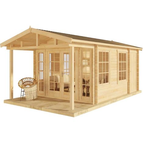 Alpholz Gartenhaus Kim-Avant 40 Gartenhaus aus Holz, Holzhaus mit 40 mm Wandstärke inklusive Terrasse, Blockbohlenhaus mit Montagematerial (1/4)