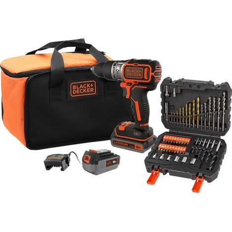 Black & Decker – Perceuse à percussion sans fil 18V avec 2 batteries 2,5Ah et 4Ah – Moteur Brushless – Pour béton armé – BL188ME2SAQW
