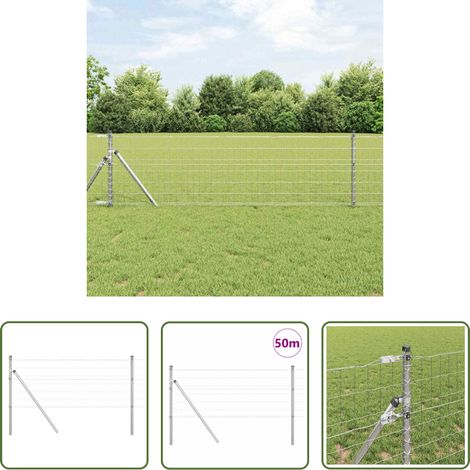 Terrassenzaun - Zaun mit Pfosten Silber 0,4 x 50 m Stahl und PVC (1/5)
