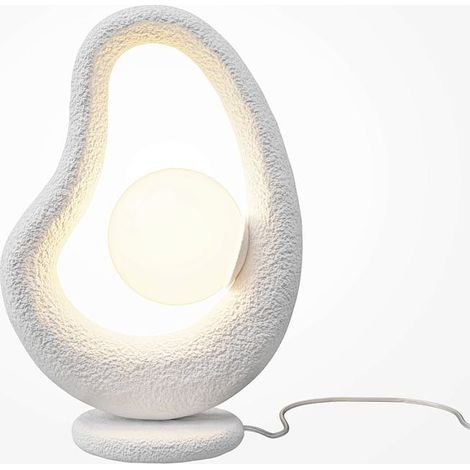 Lampe à poser blanche texturée – globe central LULING (1/5)
