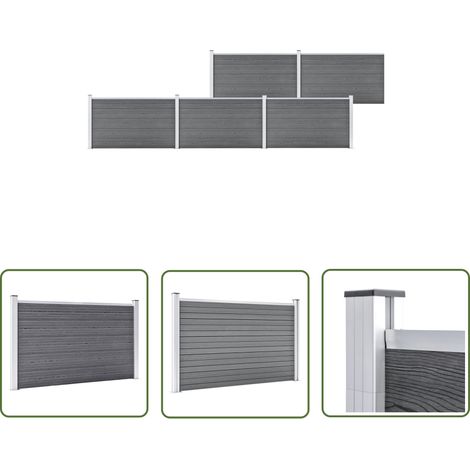 The Living Store Gartenzaun WPC 872x106 cm Grau - Gartenzaun - WPC Zaun - Holz Kunststoff Zaun - Grauer Zaun - Terrasse Abgrenzung (1/5)