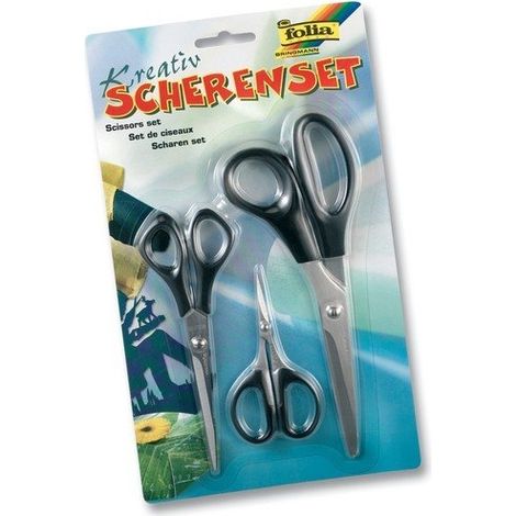FOLIA JOLI SET DE 3 CISEAUX NOIR, GRAND, MOYEN, EN FILIGRANE FOLIA BRINGMANN 778