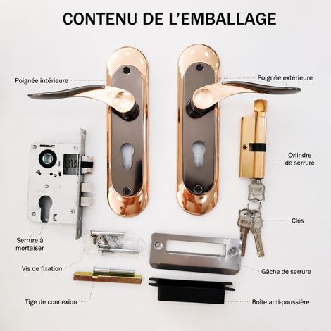 Serrure mécanique à poignée pour porte intérieure en bois T03-03 titane t03-03 1 kg – Livraison gratuite