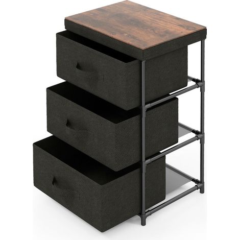 Cassettiera a 3 cassetti 40 x 30 x 62 cm ampio spazio di archiviazione design classico tessuto nero 200011539