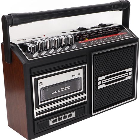 Lecteur/enregistreur de cassettes, radio AM/FM portable, silencieux, compatible avec les appareils électroniques, pour personnes âgées et enfants, couleur argent, prise britannique 220 V. (1/5)