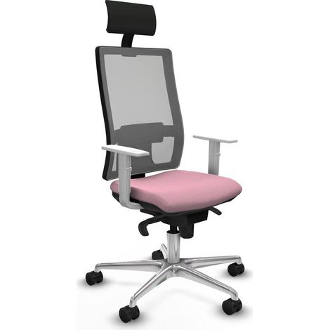 piqueras-y-crespo Chaise de bureau moderne rose avec bras blancs (1/3)