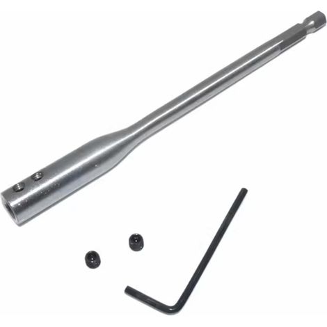 Rallonge pour foret Forstner, 254 mm, tige G3/8, rallonge de foret en acier au carbone, vis de réglage et clé Allen, pour rallonger les couronnes de forage (1/5)