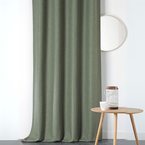 Rideau obscurcissant et isolant à galon fronceur Kaki 140x260 cm (1/2)