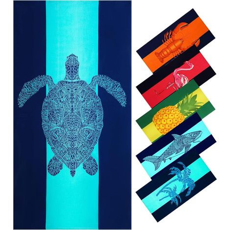 Übergroßes Frottee-Strandtuch (91 x 178 cm), weich, extra groß, ideal als Pool- und Badetuch für Erwachsene, Geschenkidee, große Reisedecke, Kreuzfahrt-Must-have, Urlaubsaccessoires, Ausrüstung, Blaue
