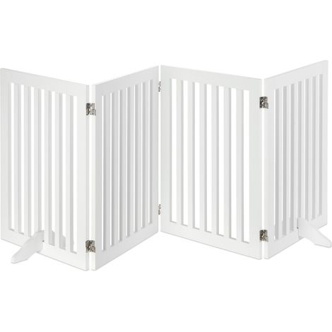 Relaxdays Wooden Safety Barrier, Adjustable Gate for Dogs & Children, Fireplace & Oven, MDF, 4 Panels, 70x206.5cm, White (1/5)