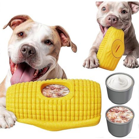 Jouets interactifs pour chiens à mâchoires puissantes. jouet d'enrichissement indestructible pour chiens de grande et moyenne race. distributeur de friandises glacées à lécher pour chiens avec double (1/5)