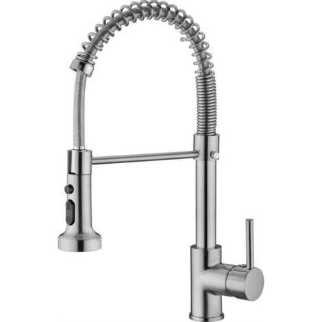 1/2 Robinet à ressort de cuisine pour évier à eau chaude et froide pivotant en acier inoxydable (1/4)