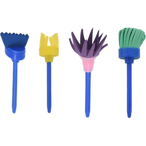 Pinceaux en éponge pour enfants, lot de 4 outils de peinture pour l'apprentissage précoce (1/5)