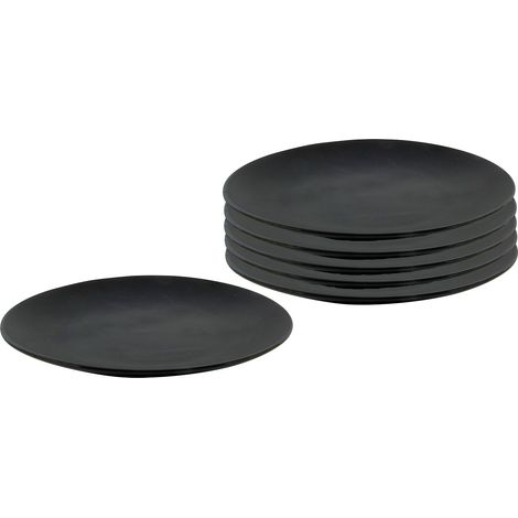Porzellan Speiseteller 26,5 cm schwarz - 6er Set - Porzellanteller Teller flach