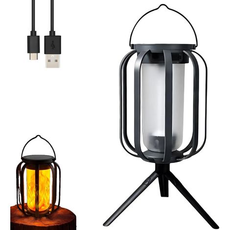 Lampe solaire de jardin avec capteur - Lanterne LED extérieure étanche IPX4 - Décoration pour terrasse, arbre, fête, mariage - Noire-AquaForge