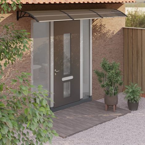 Auvent de porte,Marquise de Porte d'entrée,Store Banne Noir 300x80 cm Polycarbonate -FR73187 (1/5)