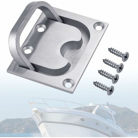 Poignée Encastrable Tiroir Poignée Marine en Acier Inoxydable Poignée de Bateau de Trappe Enfoncée Casier de Trappe Affleurant de Bateau avec 4 Vis pour Casier Portes Coulissantes(76 x 57mm),Starlight (1/5)