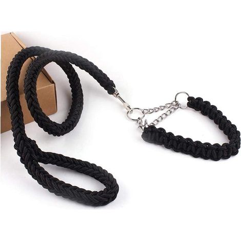 47.3in Pet Corde Tressée Leash Durable Et Sr en Nylon Pet Laisses pour Chien Grand (Noir), (1/3)