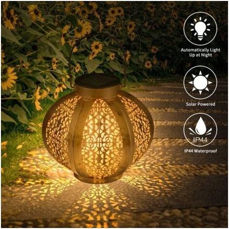 Solarlaternen, Gartenleuchten, LED-Hängelaternen, Schmiedeeisenlampe, hohles Muster, Lamp-Enlé (1/5)
