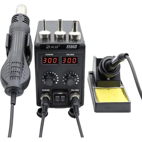 Station de soudage, pistolet à air chaud, double affichage LCD, 8586D, 220V EU PLUG-a (1/2)