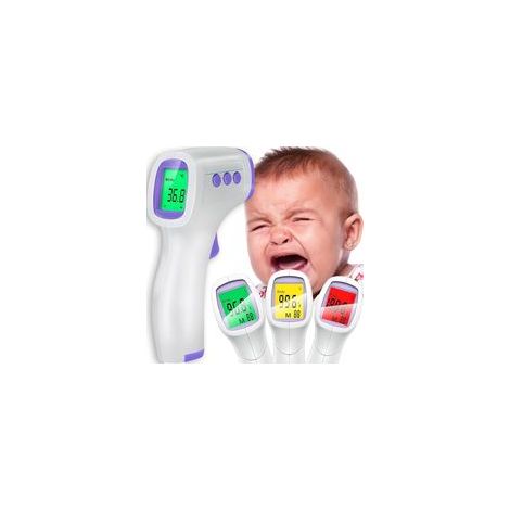 Thermomètre clinique infrarouge numérique sans contact avec écran LCD, thermomètre frontal pour bébés et enfants, alarme de fièvre tricolore, thermomètre frontal contre la fièvre, appareil (1/4)