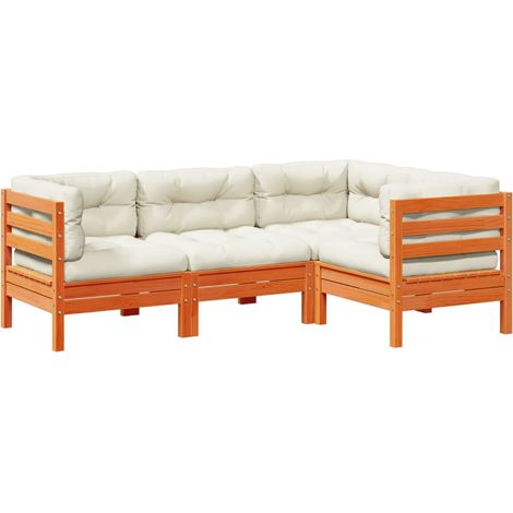 Maison Exclusive - Set de sofás jardín 4 pzas con cojines madera (1/5)