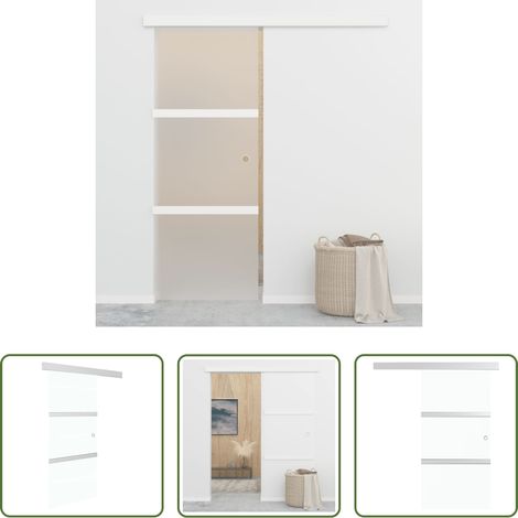 Porte coulissante silencieuse - Porte coulissante à butées Verre ESG et aluminium 76x205 cm (1/5)