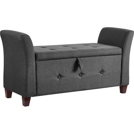 Seville Storage Ottoman Bench Bedding Blanket Box Hallway Bedroom Chest, Dark-Grey-Linen (1/5)