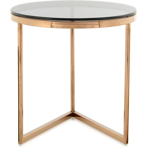 Tavolino da salotto Wynona in acciaio oro rosa e vetro grigio (1/3)