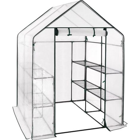 Serre de Tomate en Polyéthylène, 143x143x195 cm, Semi-Transparente, Étanche, pour Jardin et Maison-White (1/5)